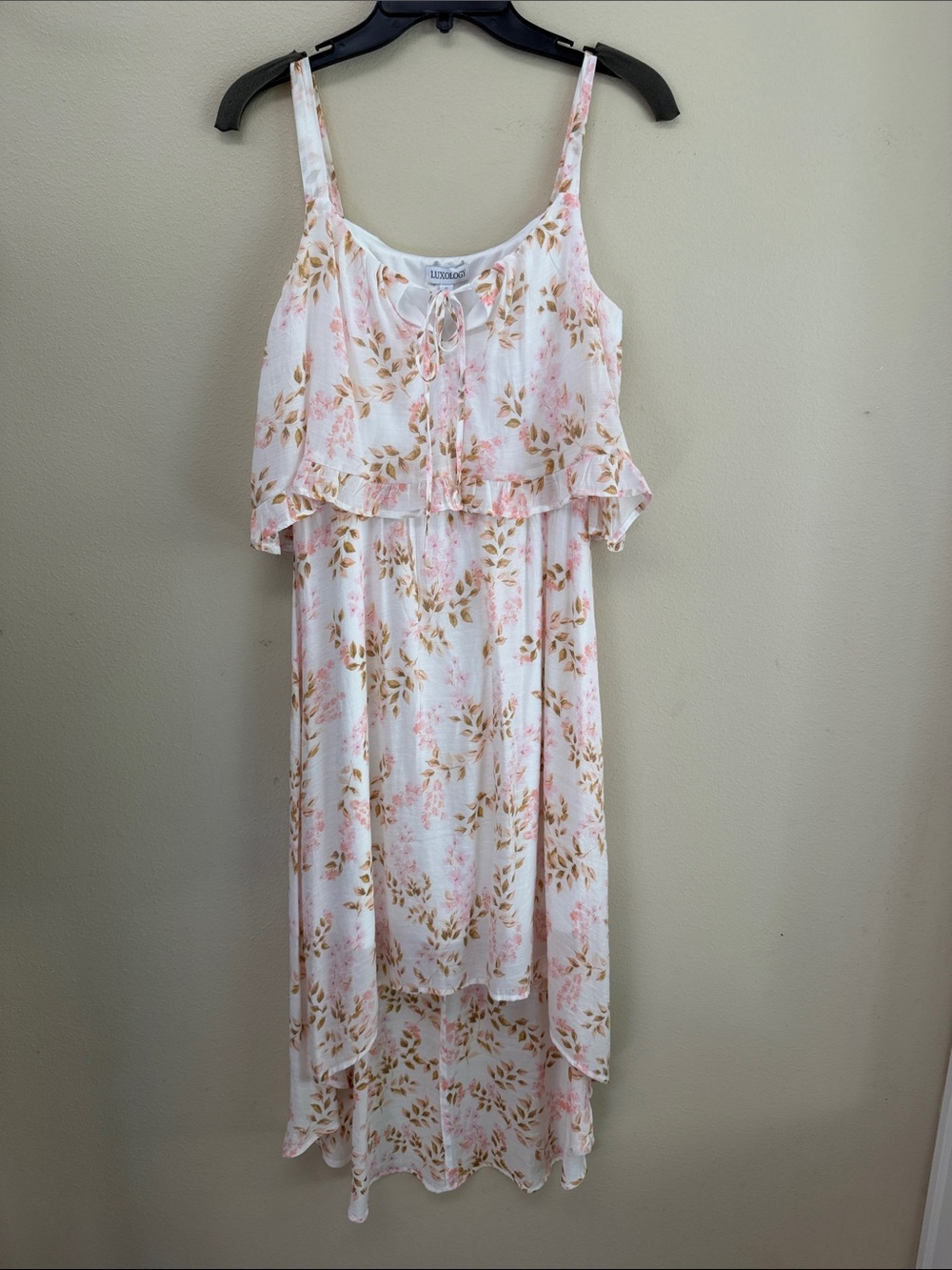 Luxology White and Pink Floral Ruffle Sundress